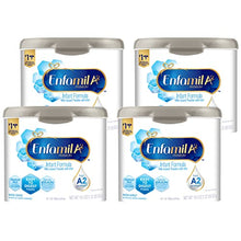 Load image into Gallery viewer, Enfamil A2 Premium Infant Formula, Non-GMO, Easy-to-Digest Premium Milk Proteins from Select A2 Cows, Milk-Based Powder with Iron and Brain Building DHA, Reusable Tub, 19.5 Oz (Pack of 4) Total 78 Oz