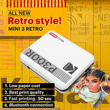 Load image into Gallery viewer, Kodak Mini 3 Retro Portable Photo Printer, Compatible with iOS, Android & Bluetooth Devices, Real Photo: (3”x3”), 4Pass Technology & Laminating Process, Print Photos - White