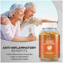 Load image into Gallery viewer, Turmeric Curcumin Gummies with Ginger & Black Pepper Extract, Joint Support and Pain Relief. Anti-Inflammatory, Chews for Adults & Kids, 60 Chewable Gummy Vitamins