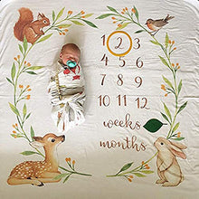 Load image into Gallery viewer, Baby Monthly Milestone Blanket Woodland - Baby Girl Gifts & Baby Boy Gifts - Watch Me Grow Woodland Nursery Décor - European Design - Gender Neutral for Newborn Girl & Boy