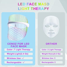 Load image into Gallery viewer, L E D Face Mask Light Therapy, 7 Colors Light Facial Mask for Skin Care, Light Therapy Mask for Facial Rejuvenation, Portable, Rechargeable, Wireless
