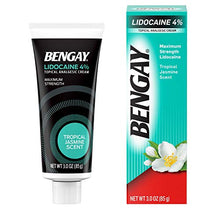 Load image into Gallery viewer, Bengay Pain Relieving Lidocaine Cream, Non-Greasy Topical Analgesic Cream with The Maximum Strength Numbing Relief of 4% Lidocaine HCl, Pleasant and Soothing Tropical Jasmine Scent, 3 oz