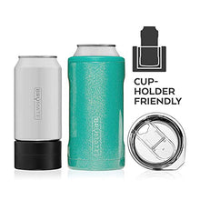Load image into Gallery viewer, BrüMate HOPSULATOR TRíO 3-in-1 Stainless Steel Insulated Can Cooler, Works With 12 Oz, 16 Oz Cans And As A Pint Glass (Glitter White)