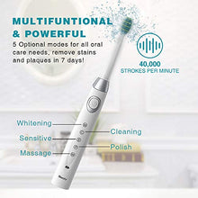 Load image into Gallery viewer, 2 Sonic Electric Toothbrushes 5 Modes 8 Brush Heads USB Fast Charge Powered Toothbrush Last for 30 Days, Built-in Smart Timer Rechargeable Toothbrushes for Adults and Kids (1 Black and 1 White)