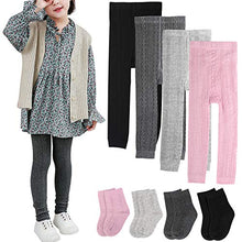 Load image into Gallery viewer, BOOPH Girls Leggings Pants Sock Set Toddler Footless Tights 1-2T Multicolor