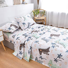 Load image into Gallery viewer, JSD Dinosaur Kids Printed Sheet Set Full Size, 4 Piece Brushed Microfiber Bed Sheets for Boys, 15" Deep Pocket White