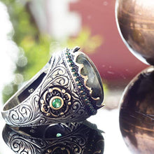 Load image into Gallery viewer, Sterling Silver Men Ring, Moss Agate Natural Gemstone, Free Express Shipping