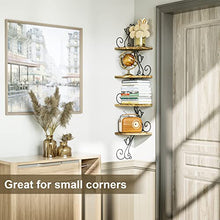 Load image into Gallery viewer, Alsonerbay Wall Mount Corner Shelves 4 Tier Floating Corner Storage Wood Shelves Decorative Rustic Radial Shelf in Cat Shape Carbonized Black