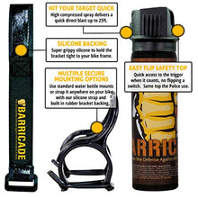 Load image into Gallery viewer, Barricade Pepper Spray for Cyclists - Bicycle Mount - Attaches to Water Bottle Cage & Multiple Other Bike Mounted Locations - 4 Ounce Can of Police Grade Strength