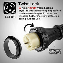 Load image into Gallery viewer, HZXVOGEN Generator Extension Cord 30FT 50A STW 6/3 + 8/1 Heavy Duty RV Power Adapter Cable Connection N14-50P & SS2-50R CS6364 Twist Lock Connectors