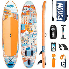 Load image into Gallery viewer, Mousa Inflatable Paddle Board, 11' x 34'' x 6'' Dual Player Paddle Boards for Adults, 3-Fin & Floatable Paddle Non Slip Deck, Waterproof Phone Case, Backpack Yoga ISUP, 20 lbs Super Light SUP Board