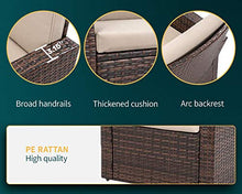 Load image into Gallery viewer, PayLessHere 4 Pieces Patio Sectional Sofa Rattan Chair Outdoor Backyard Porch Poolside Balcony Garden Furniture with Coffee Table, Brown