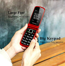 Load image into Gallery viewer, Ushining Flip Phone Unlocked SOS Button Dual Card Dual Standby 2G T-Mobile Flip Phone Large Button Large Volume Easy to Use Senior Phone (Red)