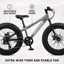 Load image into Gallery viewer, Mongoose Argus ST Kids Fat Tire Mounatin Bike, 20-Inch Wheels, Mechanical Disc Brakes, 7-Speed, Grey