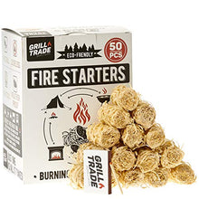 Load image into Gallery viewer, Grill Trade Firestarters - Natural Fire Starters Burn Wood Stove Grill Fireplace Camping Pit BBQ Charcoal Chimney Pizza Oven - 50 Firelighters in Box