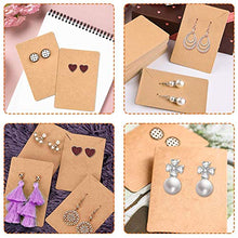 Load image into Gallery viewer, Earring Cards, Anezus 100 Pcs Earring Display Cards Earring Holder Cards with 200 Earring Backs and 100 Self- Sealing Bags for Earrings Necklace Jewelry Display, Kraft Color 3.5x2.4 Inches