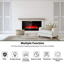Load image into Gallery viewer, Tangkula 36" Recessed Electric Fireplace, in-Wall & Wall Mounted Electric Heater, Remote Control, Touch Screen, Adjustable Flame Color, Speed and Brightness, 750 W - 1500 W (36")