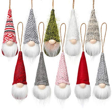 Load image into Gallery viewer, Christmas Tree Hanging Gnomes Ornaments Set of 10, Swedish Handmade Plush Gnomes Santa Elf Hanging Home Decorations Holiday Decor