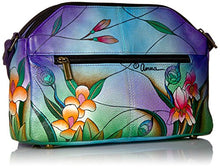 Load image into Gallery viewer, Anna by Anuschka Women's Genuine Leather Medium Multi-Compartment Crossbody | Hand Painted Original Artwork | Midnight Peacock