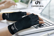 Load image into Gallery viewer, COPPER HEAL Arthritis Compression Gloves - Copper Glove for Rheumatoid Arthritis, Carpal Tunnel, RSI , Osteoarthritis & Tendonitis - HALF Finger