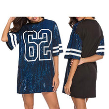 Load image into Gallery viewer, PORRCEY Womens Juniors Short Sleeve Sequin Funny Dress Shirts (Large, Blue 2)