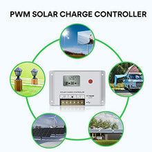 Load image into Gallery viewer, Solar Charge Controller 10A, Bateria Power 12V/24V PWM Solar Controller with LCD Display Dual USB Multiple Load Control Modes for AGM, Gel, Flooded and Lithium Battery, Used in RVs, Boats, Yachts