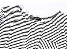 Load image into Gallery viewer, MEROKEETY Women's 3/4 Balloon Sleeve Striped High Waist T Shirt Midi Dress with Pockets
