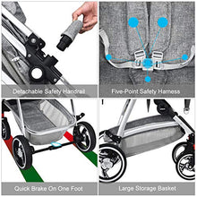 Load image into Gallery viewer, INFANS Newborn Baby Stroller Carriage, 2 in 1 High Landscape Convertible Reversible Bassinet Pram, Foldable Aluminum Alloy Pushchair with Adjustable Canopy, 3D Shock Absorption PU Wheels (Light Grey)