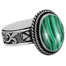 Load image into Gallery viewer, Malachite Ring Size 5 925 Silver Overlay Vintage Style Handmade Solitaire Ring