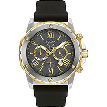Load image into Gallery viewer, Bulova Marine Star Chronograph Men's Stainless Steel with Black Silicone Strap, Two-Tone (Model: 98B277)