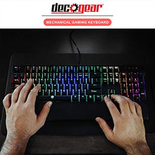 Load image into Gallery viewer, Deco Gear Mechanical Gaming Keyboard, Anti-Ghosting, Ergonomic Fixed Palm Rest, Full Customizable RGB Backlit, Carbon Fiber Design, Outemu Blue Switch, Wired, Black