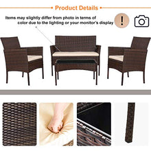 Load image into Gallery viewer, FDW Patio Furniture Set 4 Pieces Outdoor Rattan Chair Wicker Sofa Garden Conversation Bistro Sets for Yard (Brown)