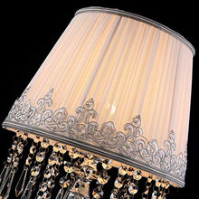 Load image into Gallery viewer, Moooni Modern Bedside Crystal Table Lamp with Ruched Fabric Lampshade Elegant Crystal Chandelier Nightstand Lamp for Living Room Girls Room Set of 2 Dimmable W 12.8" X H 22.8"