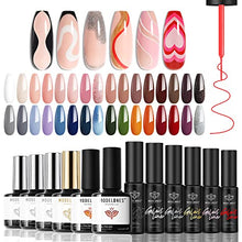 Load image into Gallery viewer, Modelones 6 Colors Gel Liner Nail Art Set-8ml & 36 Pcs Brown Nude Pink Blue Nail Gel Polish Set 7ML