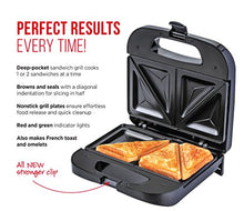 Load image into Gallery viewer, Chefman Electric Sandwich Maker Machine, Non-Stick Surface, Dual Griddle Fits 2 Sandwiches, Cut and Seals into Triangles for Perfect Grilled Cheese, Easy Clean, Cool Touch Handles, Black