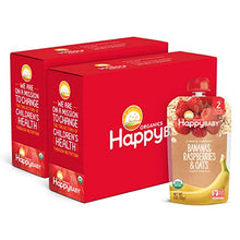 Load image into Gallery viewer, Happy Baby Organics Clearly Crafted Stage 2 Baby Food, Bananas, Raspberries & Oats, 4 Ounce Pouch (Pack of 16) packaging may vary
