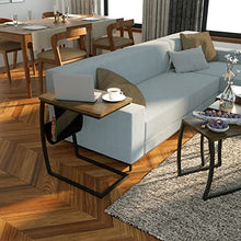 Load image into Gallery viewer, SRIWATANA Side Table End Table, Vintage C Shaped Couch Table with Side Pocket for Sofa Laptop Coffee Snack, Dark Walnut
