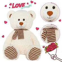 Load image into Gallery viewer, Muiteiur Giant Teddy Bear Cute White Teddy Bear Stuffed Animal Super Soft Scarf Teddy Bear Gifts for Girlfriend Kids, 29.5 Inches