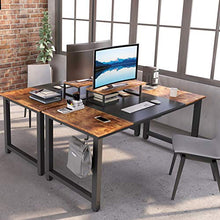 Load image into Gallery viewer, CubiCubi Computer Office Desk 63", Study Writing Table, Modern Simple Style PC Desk with Splice Board, Black and Rustic Brown