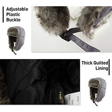 Load image into Gallery viewer, Jeff & Aimy Trapper Hat Aviator Earflap Hat Faux Fur Warm Winter Hat for Men Russian Ushanka Black