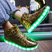 Load image into Gallery viewer, Wajin LED Light Up Shoes Kids High top Sneakers with USB Charging Flashing Luminous Shoes Dancing Sneakers for Boys Girls Toddles Gift Gold