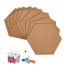 Load image into Gallery viewer, 10 Pack Self-Adhesive Cork Board Tiles Mini Wall Bulletin Board with 50 Multi-Color Push Pins