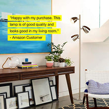 Load image into Gallery viewer, Brightech Jacob - LED Reading and Floor Lamp for Living Rooms & Bedrooms - Classy, Mid Century Modern Adjustable 3 Light Tree - Standing Tall Pole Lamp with 3 LED Bulbs - Satin Nickel
