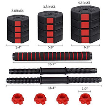 Load image into Gallery viewer, wolfyok Fitness Dumbbells Set, Adjustable Weight to 44Lbs, Home Fitness Equipment for Men and Women Gym Work Out Exercise Training with Connecting Rod Used as Barbells (Pair)