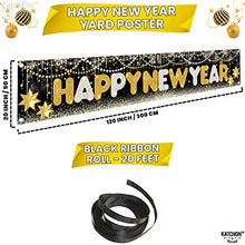 Load image into Gallery viewer, Xtralarge, Happy New Year Banner 2023 - 120x20 Inch | Happy New Years Yard Banner, Nye Decorations 2023 | Happy New Year Yard Sign | Happy New Year Decorations 2023, New Years Eve Party Supplies 2023