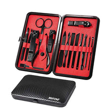 Load image into Gallery viewer, Mens Manicure Set - Mifine 16 In 1 Stainless Steel Professional Pedicure Kit Nail Scissors Grooming Kit with Black Leather Travel Case Second Generation(Red)