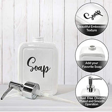 Load image into Gallery viewer, Home Acre Designs Farmhouse Soap Dispenser – 13oz, Ceramic, White Hand Pump for Soap – Rustic Kitchen & Bathroom Accessories for Home