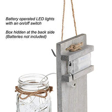 Load image into Gallery viewer, Rustic Wall Sconces - Mason Jars Sconce, Rustic Home Decor,Wrought Iron Hooks, Silk Hydrangea and LED Strip Lights Design 6 Hour Timer Home Decoration (Set of 2)