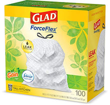 Load image into Gallery viewer, Glad ForceFlex Tall Kitchen Drawstring Trash Bags, 13 Gal, 100 Ct (Package May Vary)