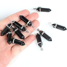 Load image into Gallery viewer, Wholesale 10 PCS Genuine Black Obsidian Hexagonal Stone Pendants Healing Point Reiki Charms Bulk for Jewelry Making